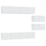 4 Piece TV Cabinet Set White Engineered Wood 3114598