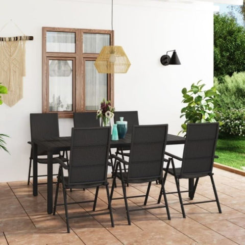 ZNTS 7 Piece Garden Dining Set Black 3060062