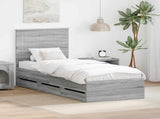Bed Frame with Drawer Grey Sonoma 75 x 190 cm Engineer Wood 3411171