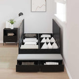 Storage Bed Frame with Drawer Black Oak 90 cm Engineered Wood 3335606