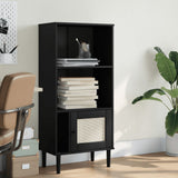 Bookcase SENJA Rattan Look Black 60x35x130 cm Solid Wood Pine 358060