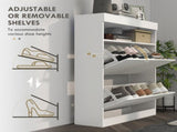 16 Shoe Pair Storage Cabinet, with Flip Doors - High Gloss White T3398P343523