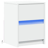 Bedside Cabinet with LED Lights White Engineered Wood 852033