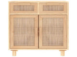 Sideboard Brown 60x30x75 cm Solid Wood Pine and Natural Rattan 345638