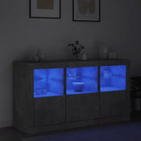 Sideboard with LED Lights Concrete Grey 123x37x67 cm 3209061
