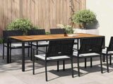 Garden Table Black 190 x 90 x 75 cm Poly Rattan 362551