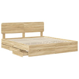 Bed Frame with Drawer Sonoma Oak 200 x 200 cm Engineered Wood 3412152
