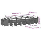 17 Piece Garden Dining Set with Cushions Light Grey Poly Rattan 3211247