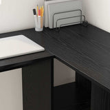 Desk with Shelf Black Oak 142 x 102 x 73 cm Engineered Wood 869291