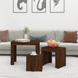 ZNTS Nesting Coffee Tables 3 pcs Brown Oak Engineered Wood 815986