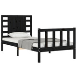 Bed Frame without Mattress Black Small Single Solid Wood Pine 3192780