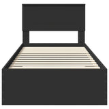 Bed Frame Black and Silver 75 x 190 cm Engineered Wood 3408327