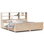 ZNTS Bookcase Bed without Mattress 200x200 cm Solid Wood 3323794