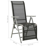 Garden Chair Set of 2 Black and Silver Powder-coated aluminium 312197