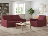 Sofa Set 2 pcs Wine Red Fabric 3433137