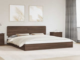 Storage Bed with Drawer Brown Oak 200 x 200 cm Engineered Wood 3412657