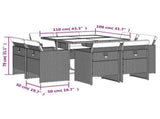 9 Piece Garden Dining Set with Cushions Light Grey Poly Rattan 3210659
