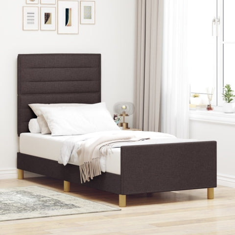 ZNTS Bed Frame Dark Brown 90x200 cm Fabric 3344623