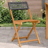 Bistro Chair Set of 2 Black Solid acacia wood, poly rattan 367675