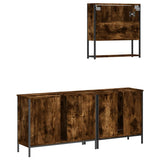 3 Piece Bathroom Furniture Set Smoked Oak Engineered Wood 3214672