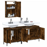 3 Piece Bathroom Furniture Set Smoked Oak Engineered Wood 3214792