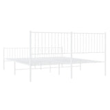 Metal Bed Frame without Mattress with Footboard White 183x213cm 350954