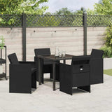 Garden Dining Set 5 pcs Black Poly Rattan 3380593