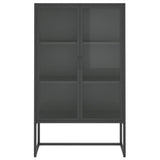 Highboard Anthracite 80x35x135 cm Steel and Tempered Glass 335885