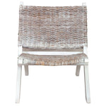 Relaxing Chair White Natural Kubu Rattan and Solid Mahogany Wood 285800