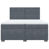 Box Spring Bed with Mattress Dark Grey 200x200 cm Velvet 3290997