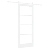 Sliding Door ORKDAL White 83 x 202 cm Solid Pine Wood and Glass 3331886