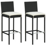 Bar Stool Set of 2 Black Poly Rattan Counter Height Durable 316668