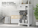 Tall Bathroom Cabinet, Slim Bathroom Storage Cabinet with 2 Open Shelves, Soft Close Door and T3398P344170