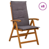 Reclining Garden Chairs 8 pcs Natural Solid Acacia Wood 3434477