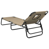 Folding Sun Lounger Taupe Oxford Fabric&Powder-coated Steel 360179