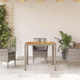 Garden Table with Acacia Wood Top Grey 90x90x75 cm Poly Rattan 365530