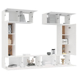 6 Piece TV Cabinet Set White Engineered Wood 3114462