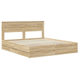 Bed Frame with Drawer Sonoma Oak 200 x 200 cm Engineer Wood 3409824