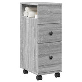 Narrow Bathroom Cabinet with Wheels Grey Sonoma Engineered Wood 855237