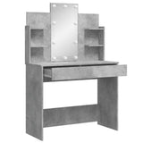 Dressing Table with LED Lights Concrete Grey 96x40x142 cm 837895