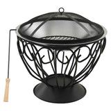 2-in-1 Fire Pit and BBQ with Poker 59x59x60 cm Stainless Steel 313360