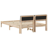 Bed frame Brown and light grey 140 x 190 cm Solid pine wood 878684