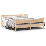 Bed Frame with Headboard 200x200 cm Solid Wood Pine 3307032