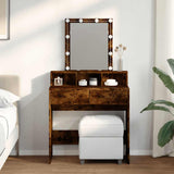 Dressing Table with LED Smoked Oak 80x41x144.5 cm 848182