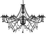 Adjustable Chandelier with Beads E14 Metal and Acrylic Black 42053791