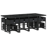 13 Piece Garden Dining Set with Cushions Black Poly Rattan 3211339