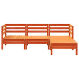 Garden Sofa 3-Seater with Footstool Wax Brown Solid Wood Pine 838058