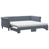 Daybed with Trundle and Mattresses Dark Grey 90x190 cm Velvet 3197864