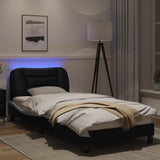 ZNTS Bed Frame with LED Lights Black and White 80x200 cm Faux Leather 3213897