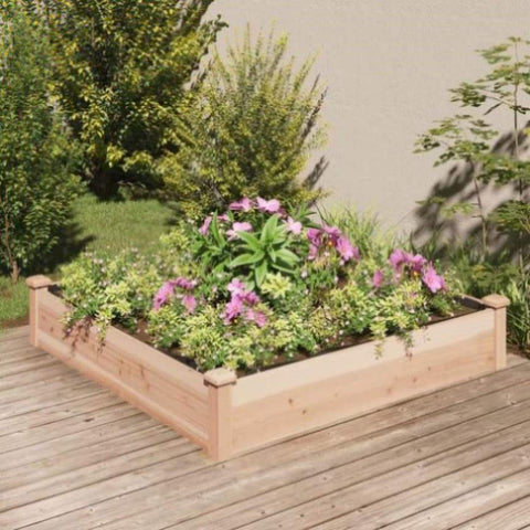 ZNTS Garden Raised Bed with Liner 120x120x25 cm Solid Wood Fir 364292